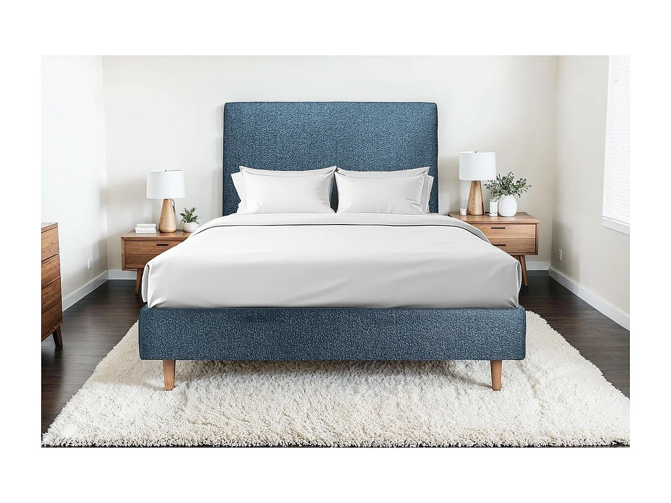 Sommier Tapissier Bouclette Bleu 160x200 H35cm