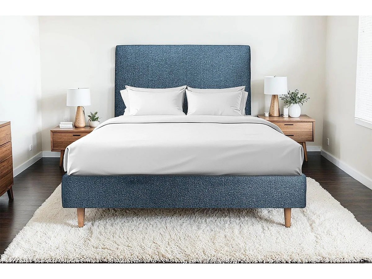 Sommier Tapissier Bouclette Bleu 160x200 H35cm
