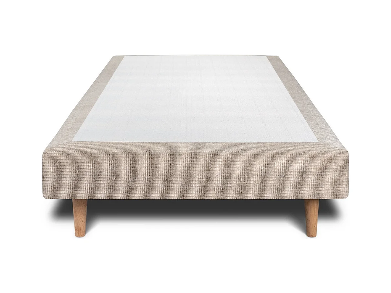 Sommier Tapissier Tissu Beige brun 80x200 H35cm