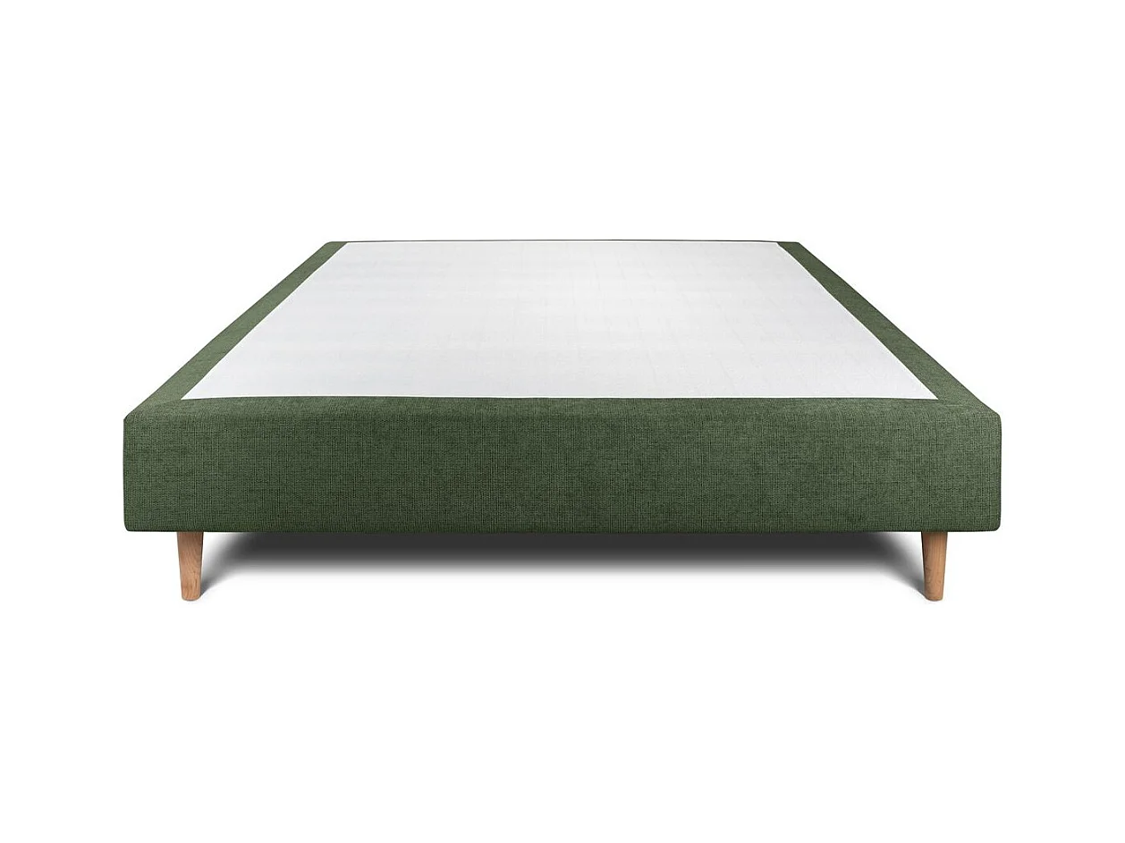 Sommier Tapissier Tissu Vert 150x190 H35cm