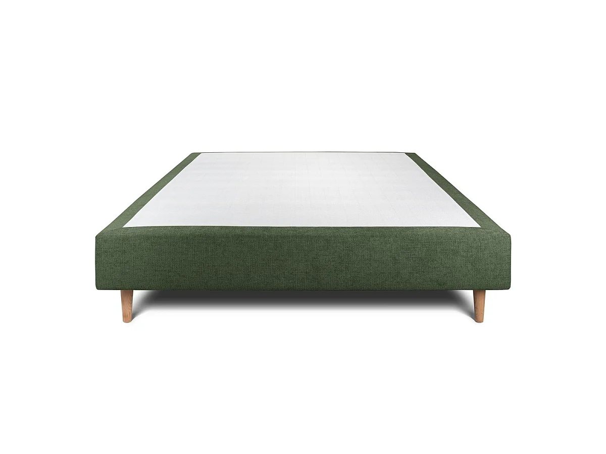 Sommier Tapissier Tissu Vert 140x190 H35cm