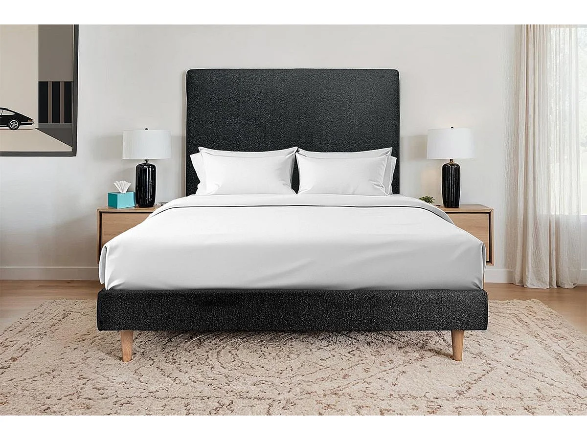 Sommier Tapissier Bouclette Noir 140x200 H29cm