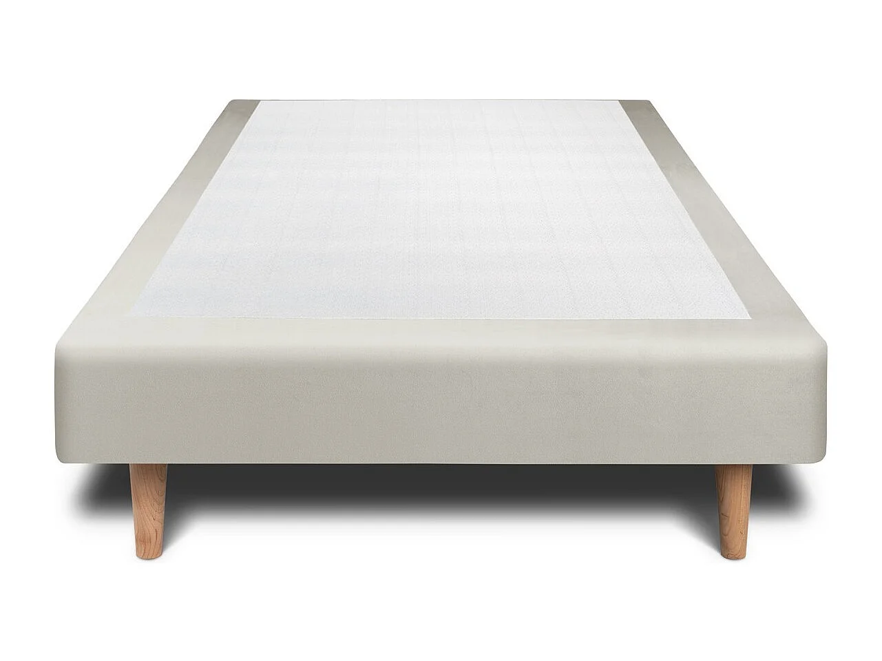 Sommier Tapissier Velours Taupe 90x200 H35cm