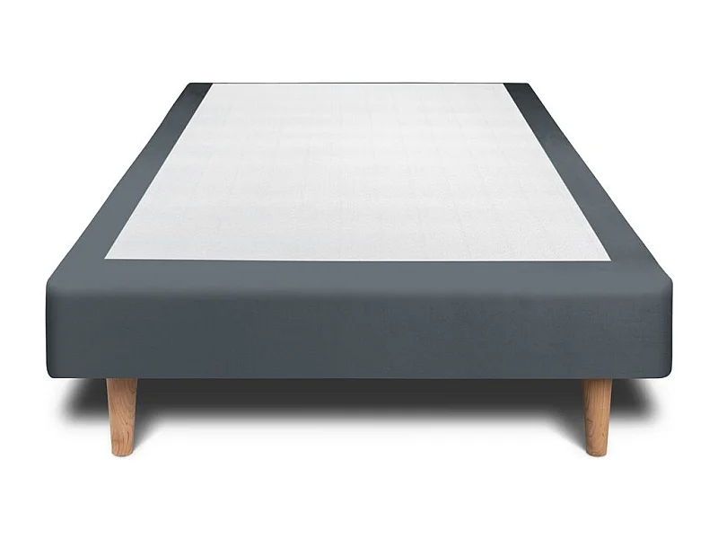 Sommier Tapissier Velours Gris anthracite 100x200 H35cm
