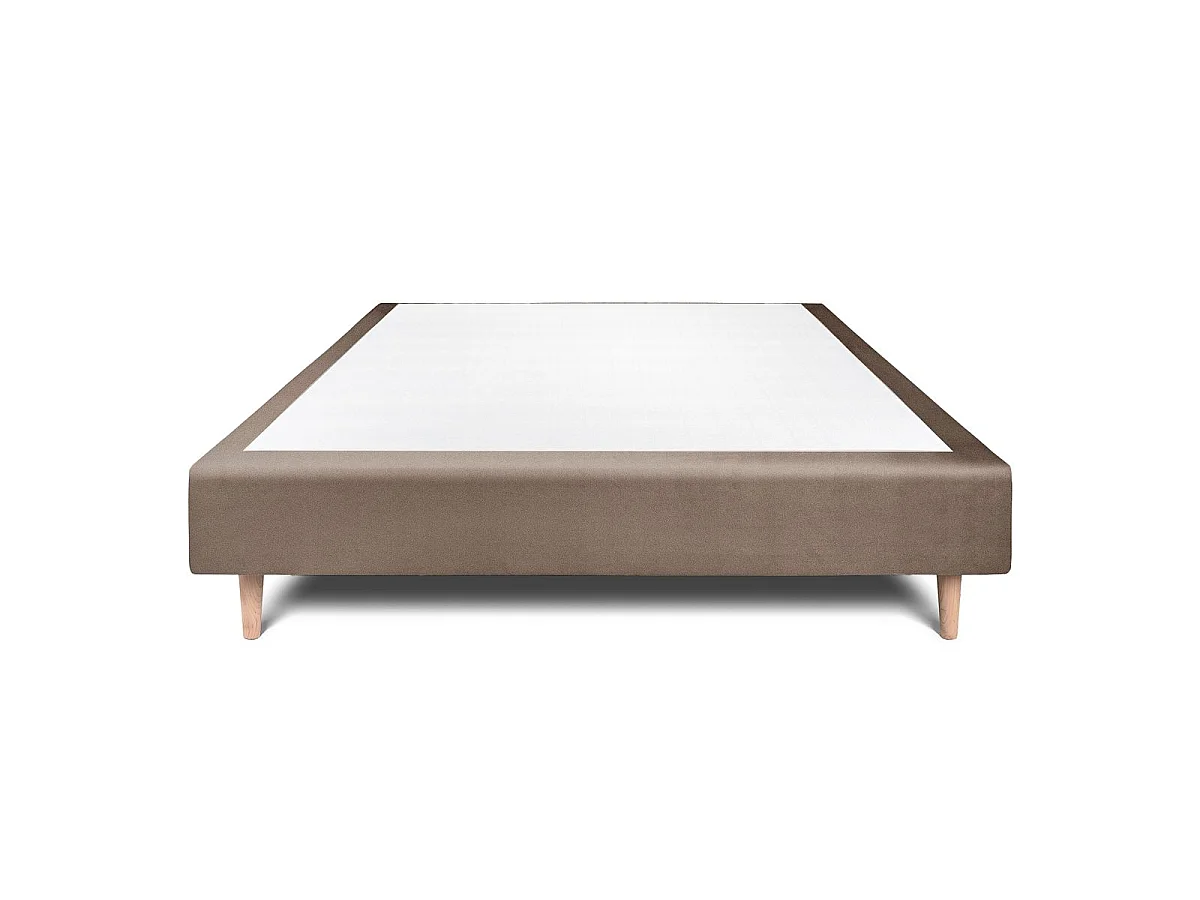 Sommier Tapissier Velours Taupe 160x200 H35cm