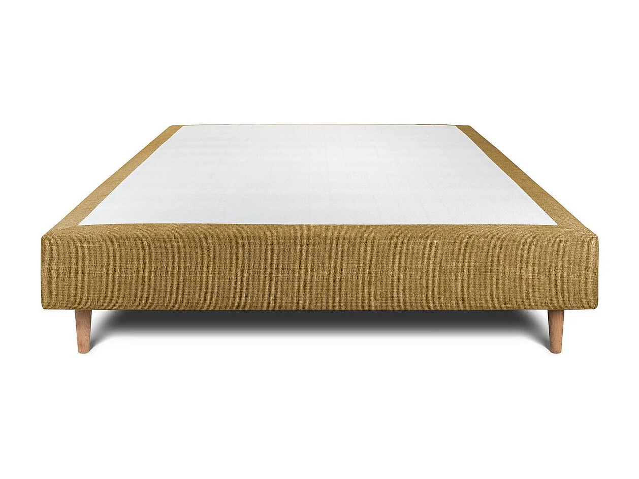 Sommier Tapissier Tissu Jaune 140x200 H35cm