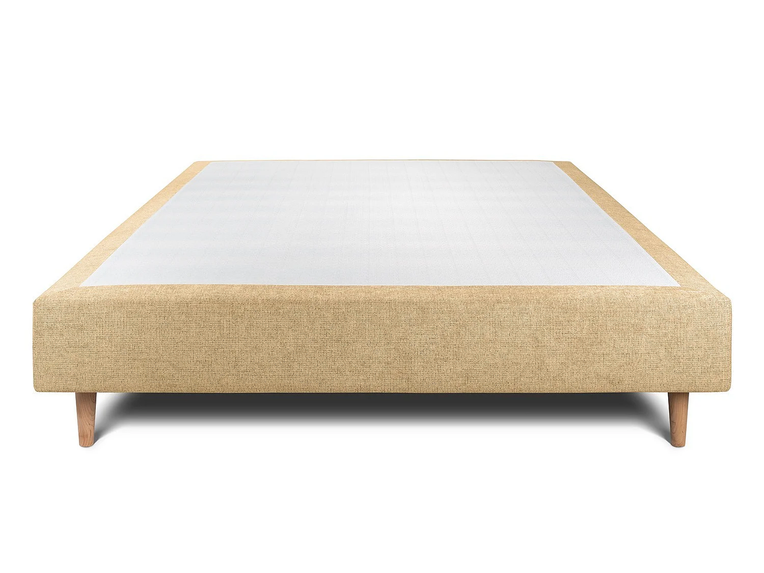Sommier Tapissier Tissu Jaune 140x200 H35cm