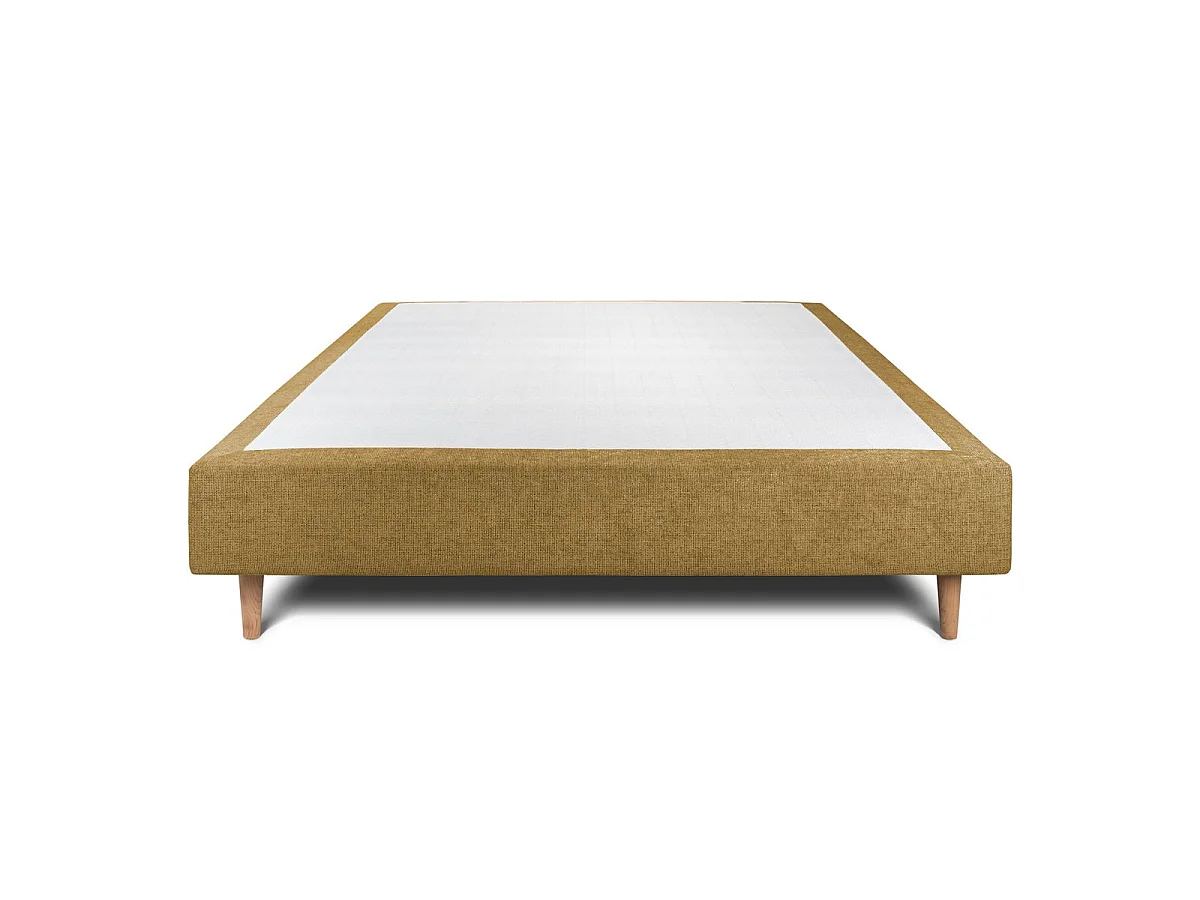 Sommier Tapissier Tissu Jaune 140x200 H35cm