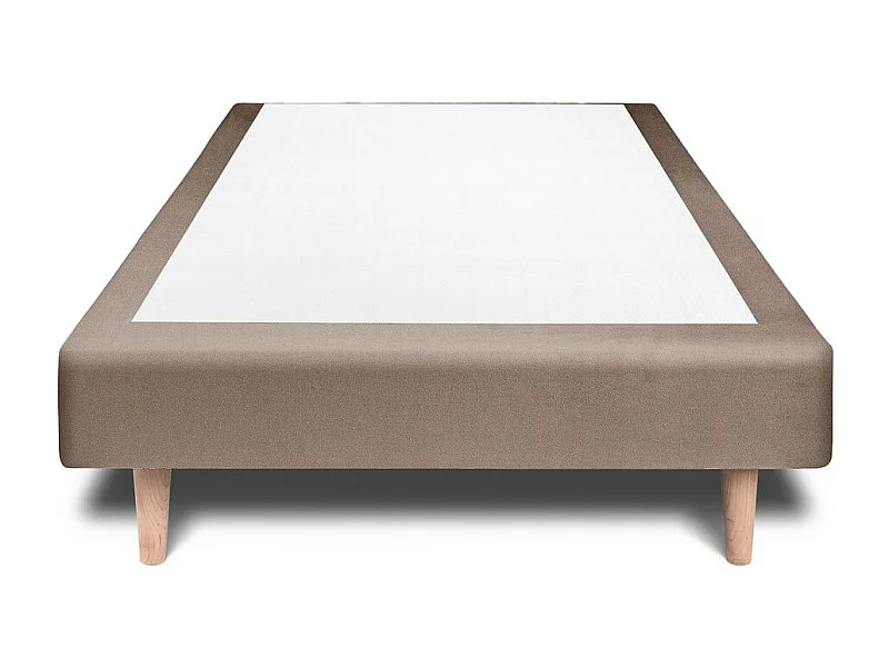 Sommier Tapissier Velours Taupe 100x200 H35cm