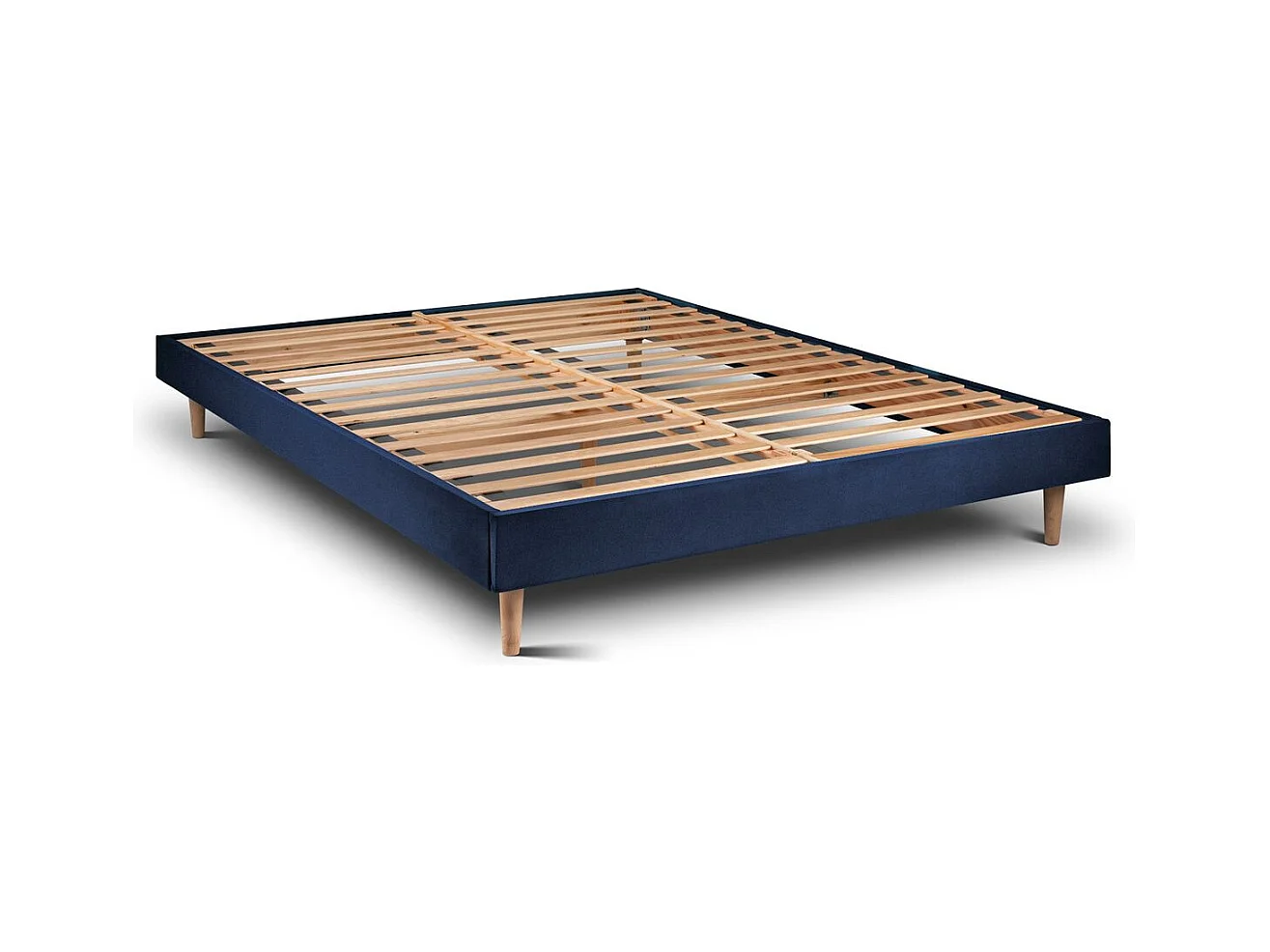 Sommier Kit Velours Bleu 135x190 H29cm