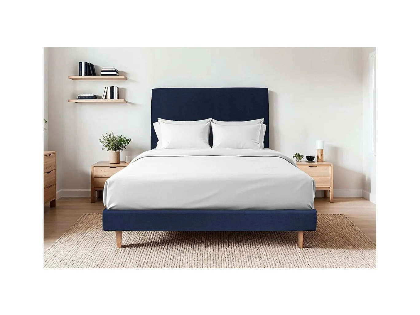 Sommier Kit Velours Bleu 135x190 H29cm