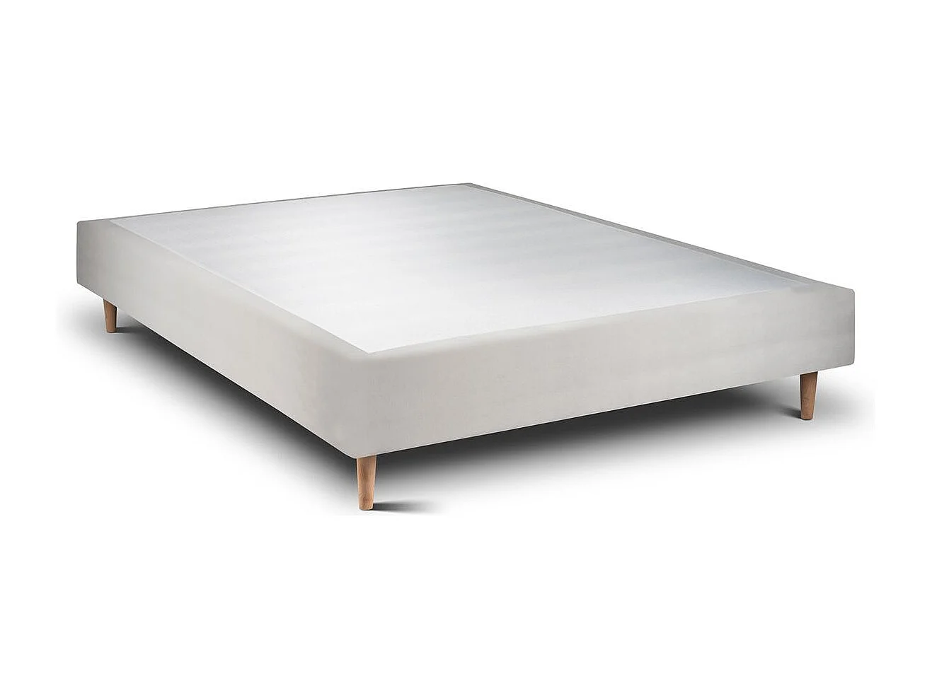 Sommier Tapissier Velours Gris clair 160x200 H35cm