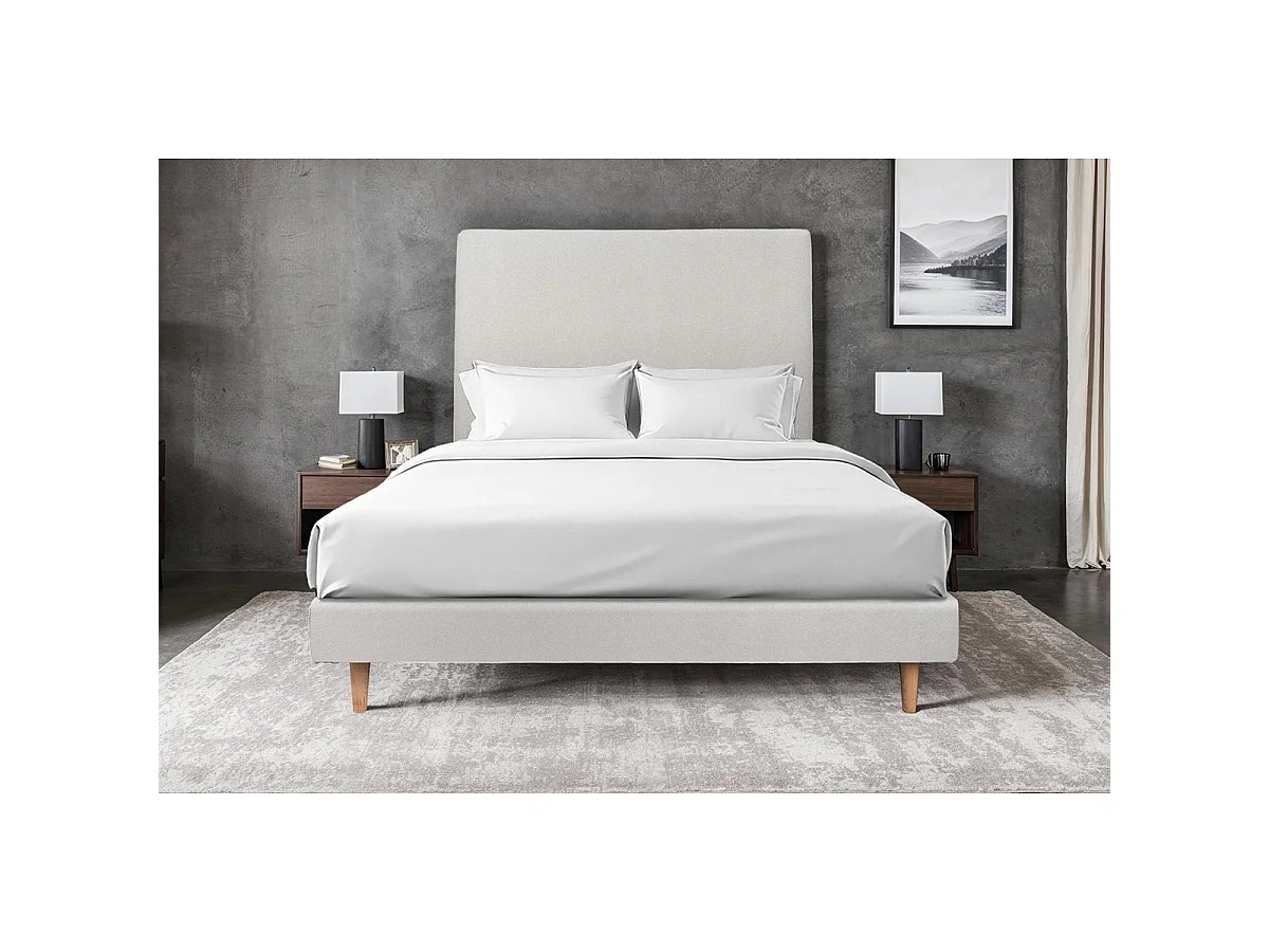 Sommier Tapissier Velours Gris clair 150x190 H29cm