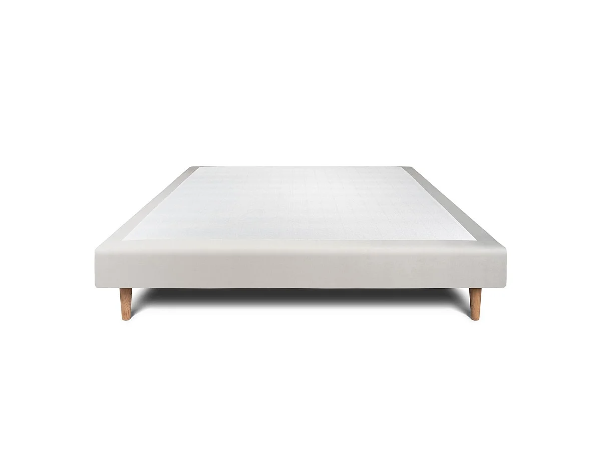 Sommier Tapissier Velours Gris clair 150x190 H29cm