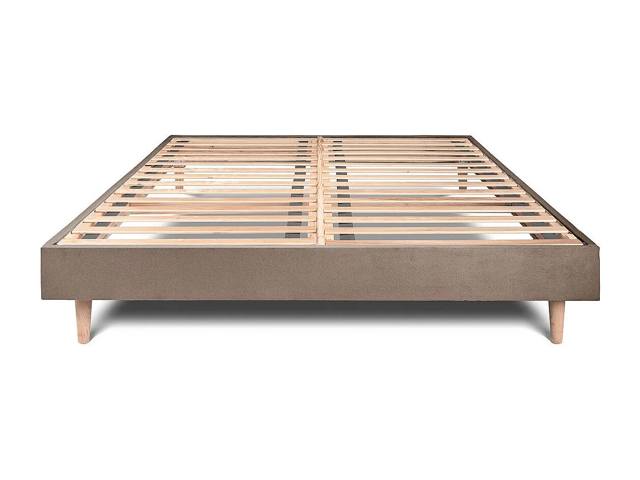 Sommier Kit Velours Taupe 140x200 H29cm