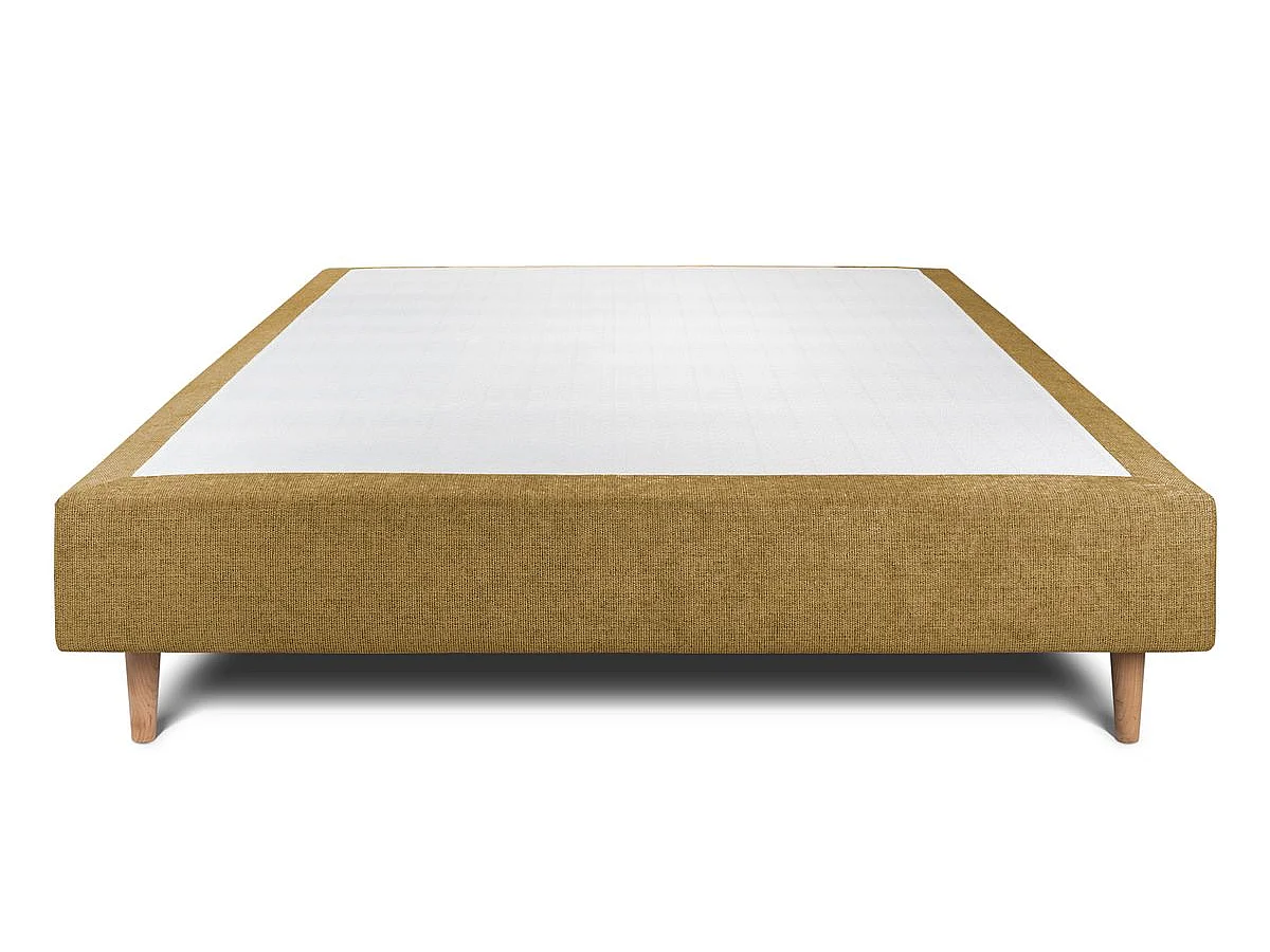 Sommier Tapissier Tissu Jaune 150x190 H35cm