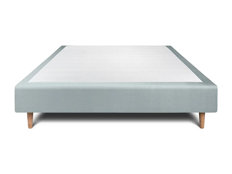 Sommier Tapissier Velours Gris bleuté 140x190 H35cm