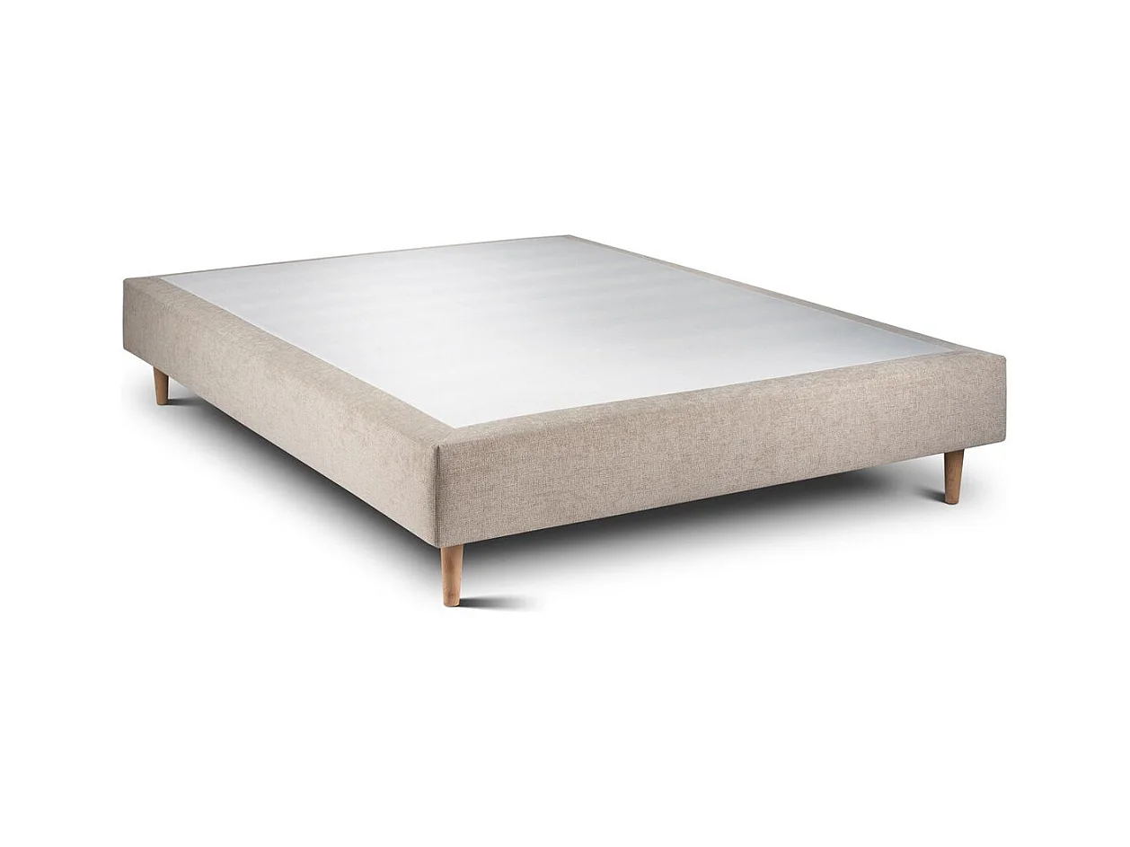 Sommier Tapissier Tissu Beige brun 135x190 H35cm