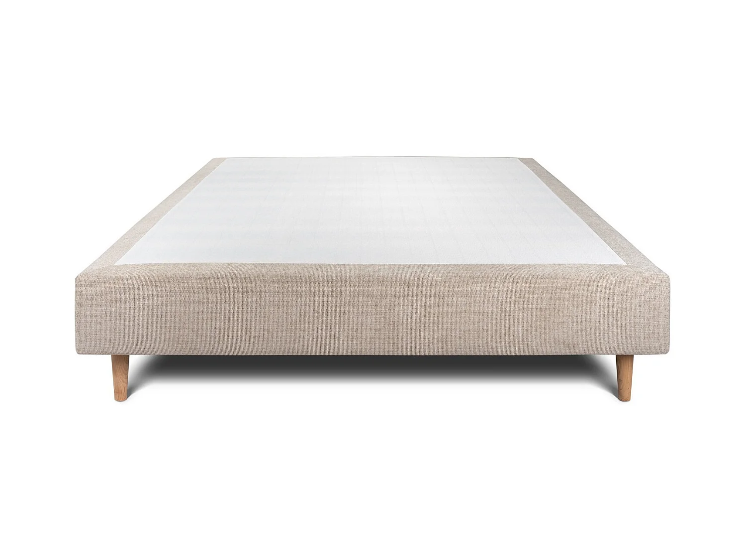 Sommier Tapissier Tissu Beige brun 135x190 H35cm