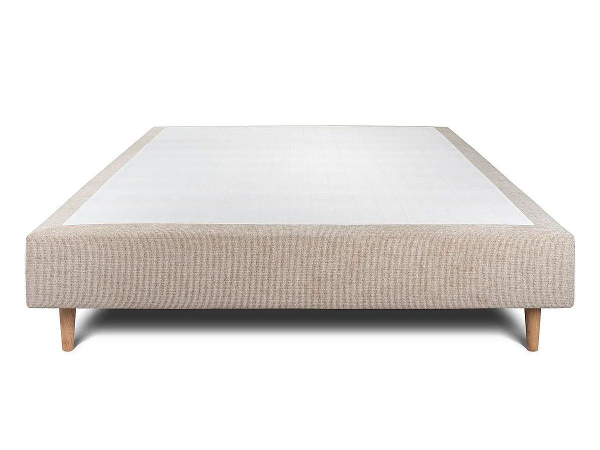 Sommier Tapissier Tissu Beige brun 135x190 H35cm