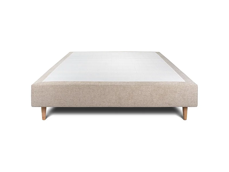 Sommier Tapissier Tissu Beige brun 160x200 H35cm