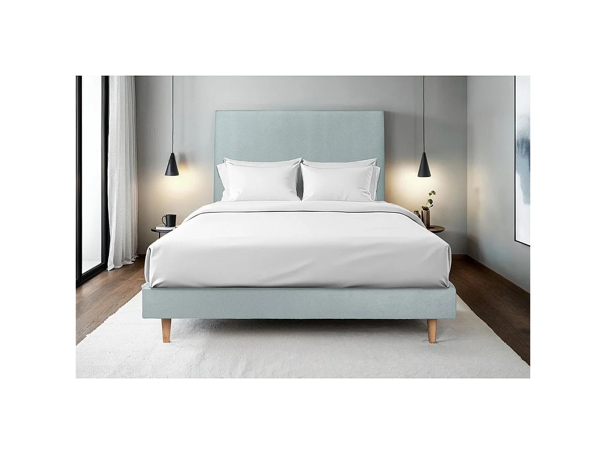 Sommier Kit Velours Gris bleuté 140x200 H29cm
