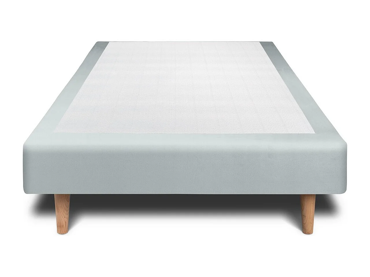 Sommier Tapissier Velours Gris bleuté 100x200 H29cm