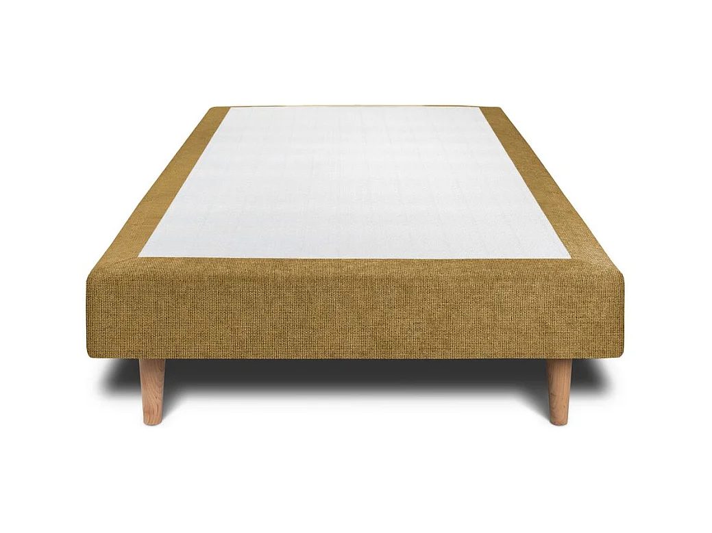Sommier Tapissier Tissu Jaune 90x200 H35cm