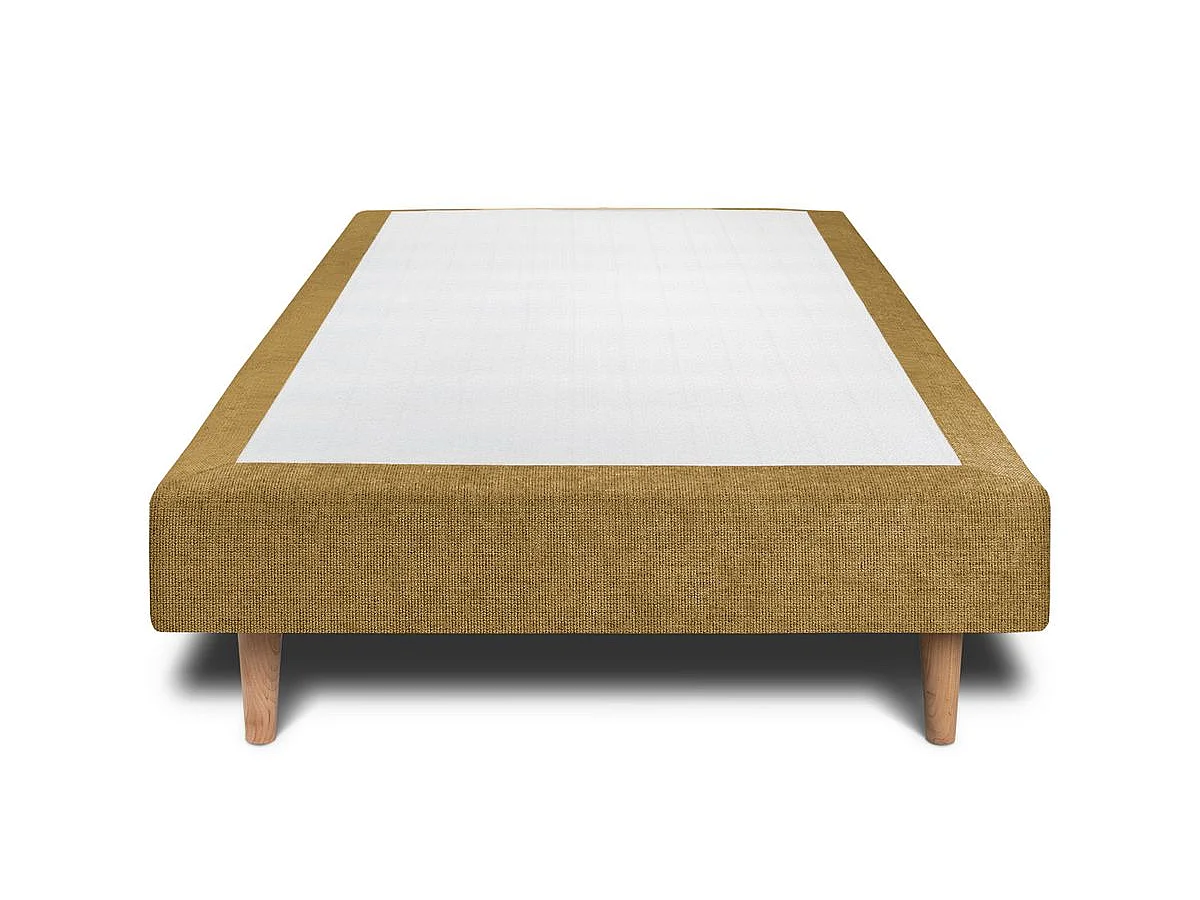Sommier Tapissier Tissu Jaune 90x200 H35cm