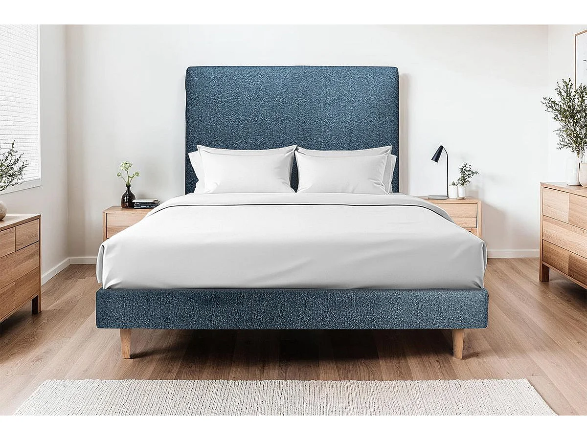 Sommier Tapissier Bouclette Bleu 150x200 H29cm