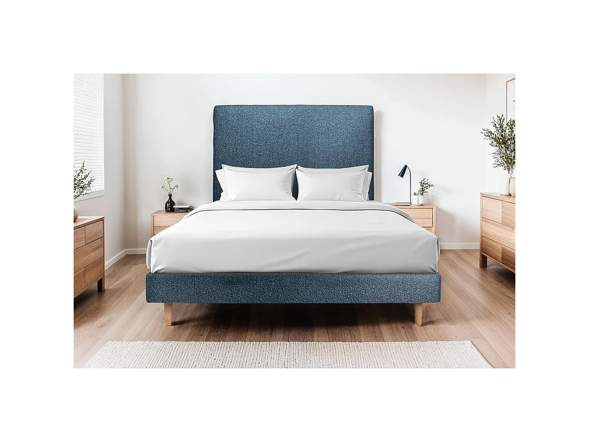Sommier Tapissier Bouclette Bleu 135x190 H29cm