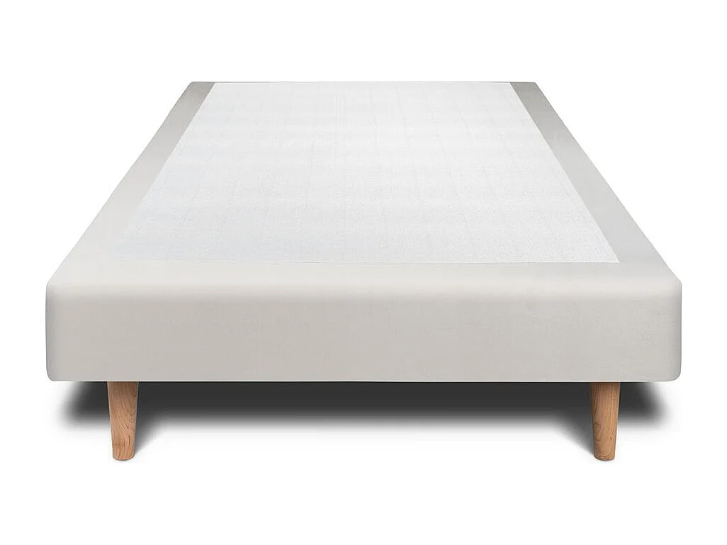 Sommier Tapissier Velours Gris clair 90x190 H35cm