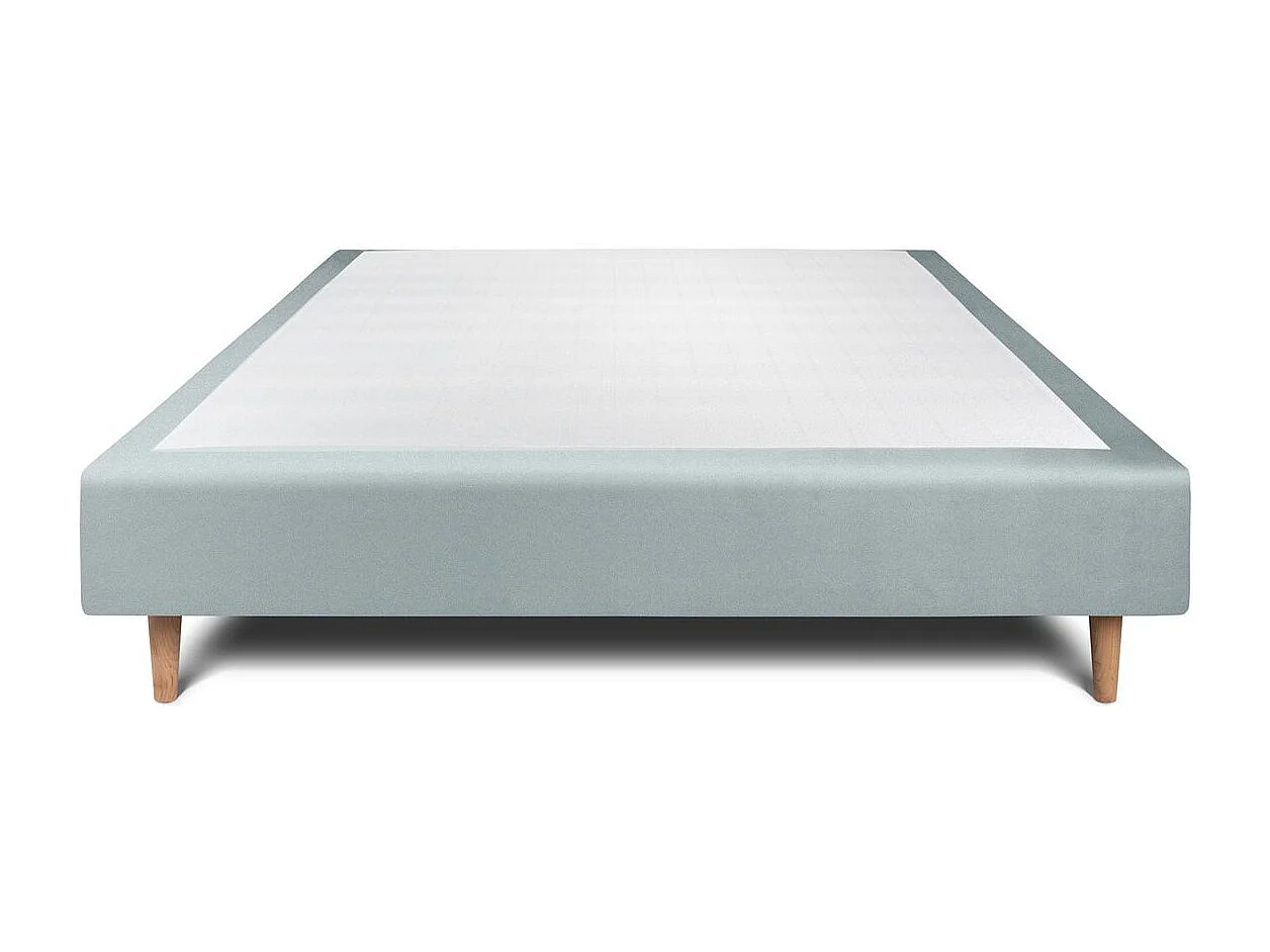 Sommier Tapissier Velours Gris bleuté 150x190 H35cm