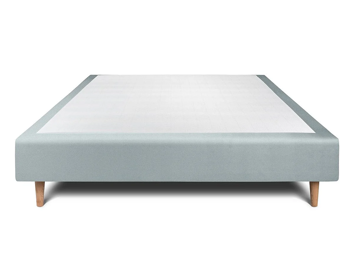 Sommier Tapissier Velours Gris bleuté 150x190 H35cm
