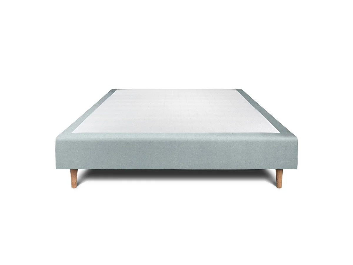 Sommier Tapissier Velours Gris bleuté 150x190 H35cm