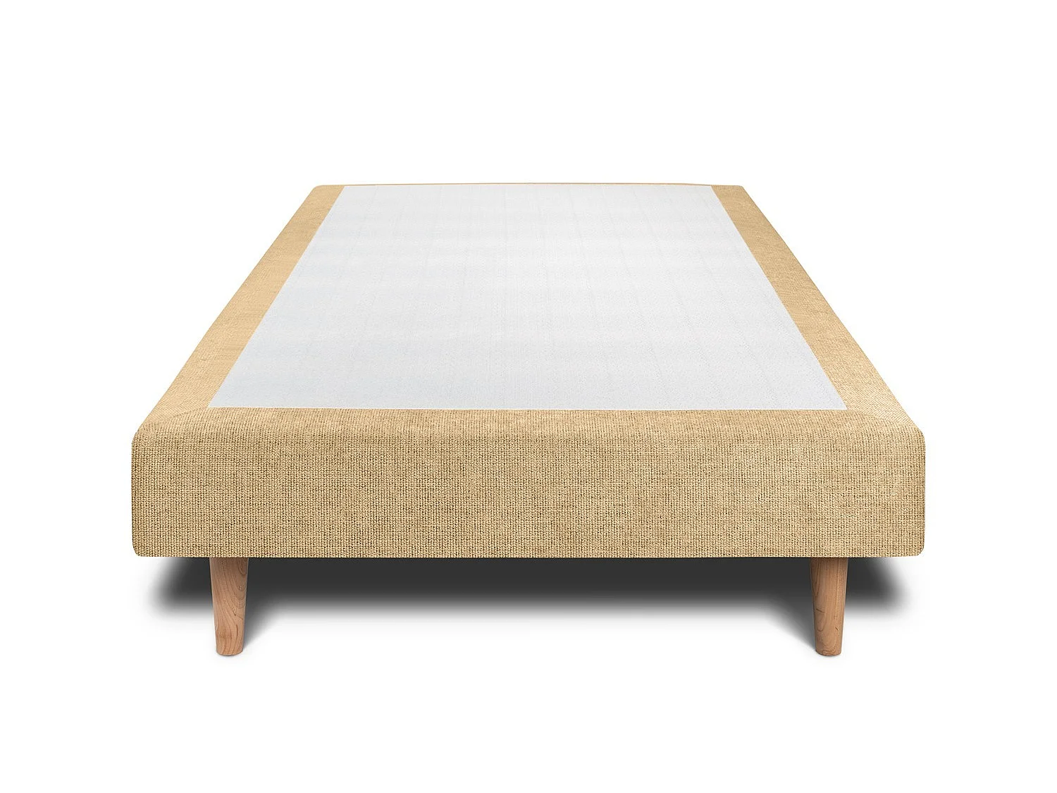 Sommier Tapissier Tissu Jaune 90x190 H35cm
