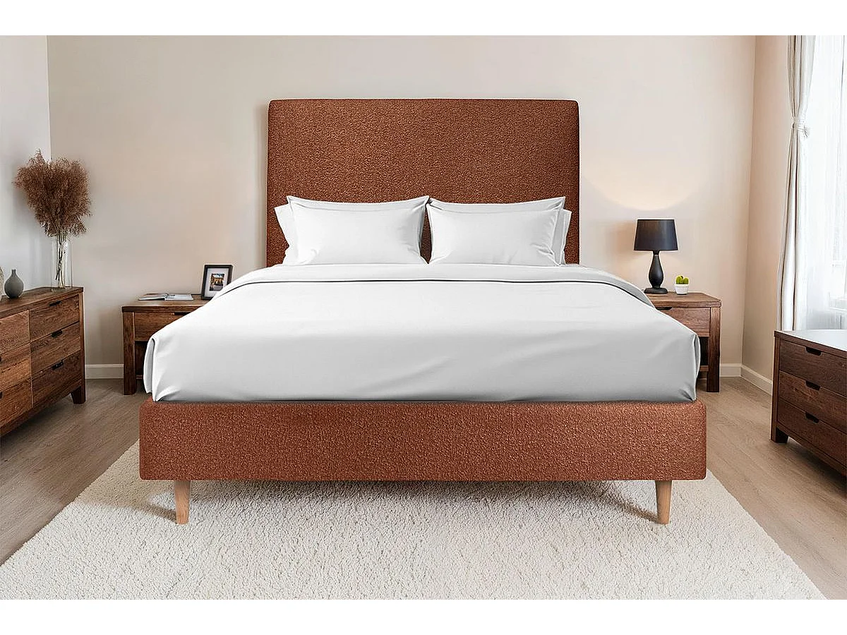 Sommier Tapissier Bouclette Terracotta 150x190 H35cm