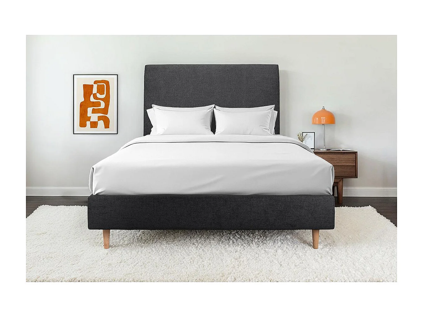 Sommier Tapissier Tissu Noir 140x200 H35cm