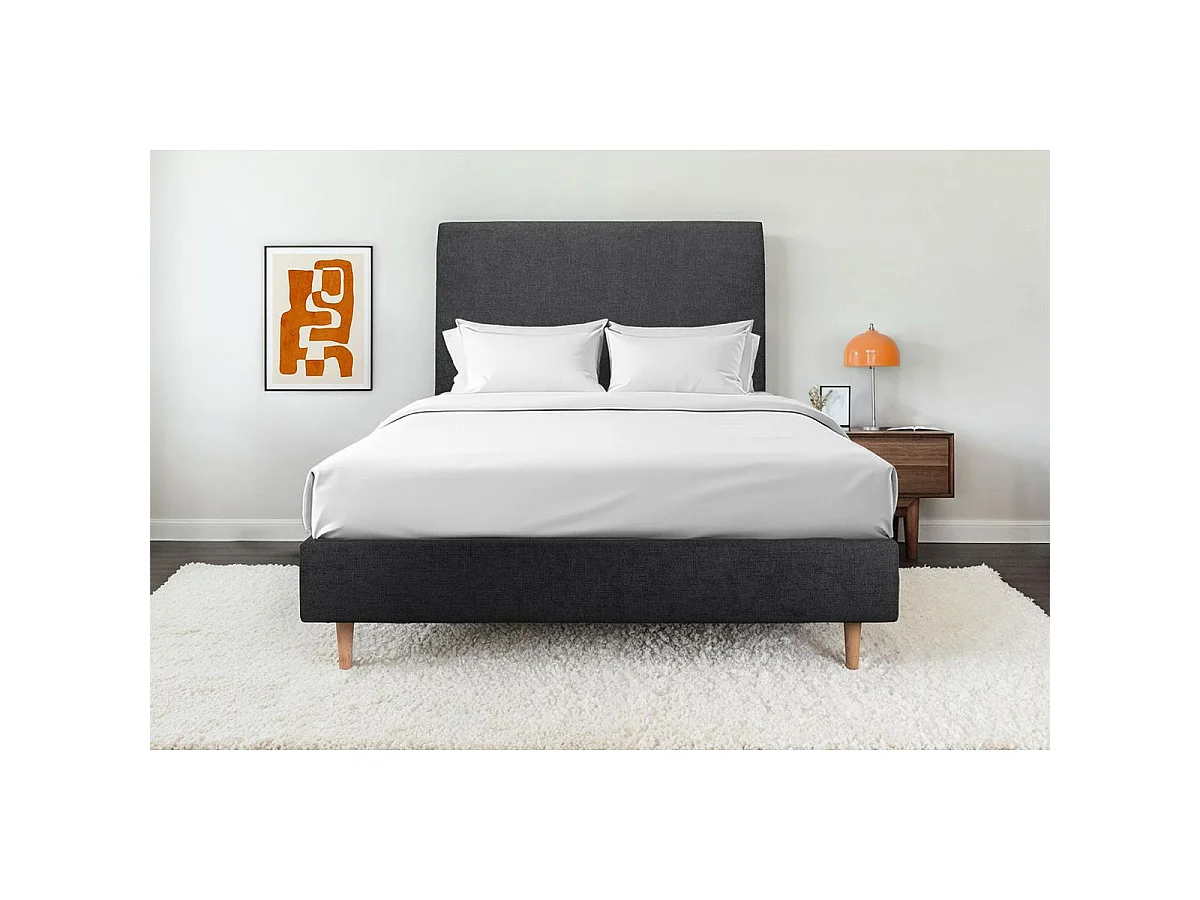 Sommier Tapissier Tissu Noir 140x200 H35cm