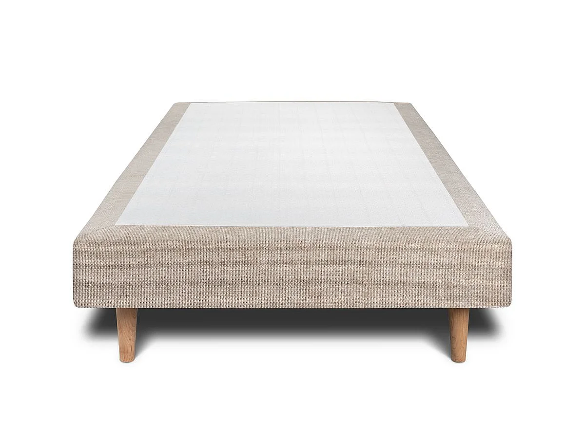 Sommier Tapissier Tissu Beige brun 100x200 H35cm