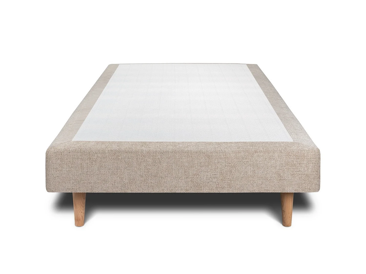 Sommier Tapissier Tissu Beige brun 100x200 H35cm