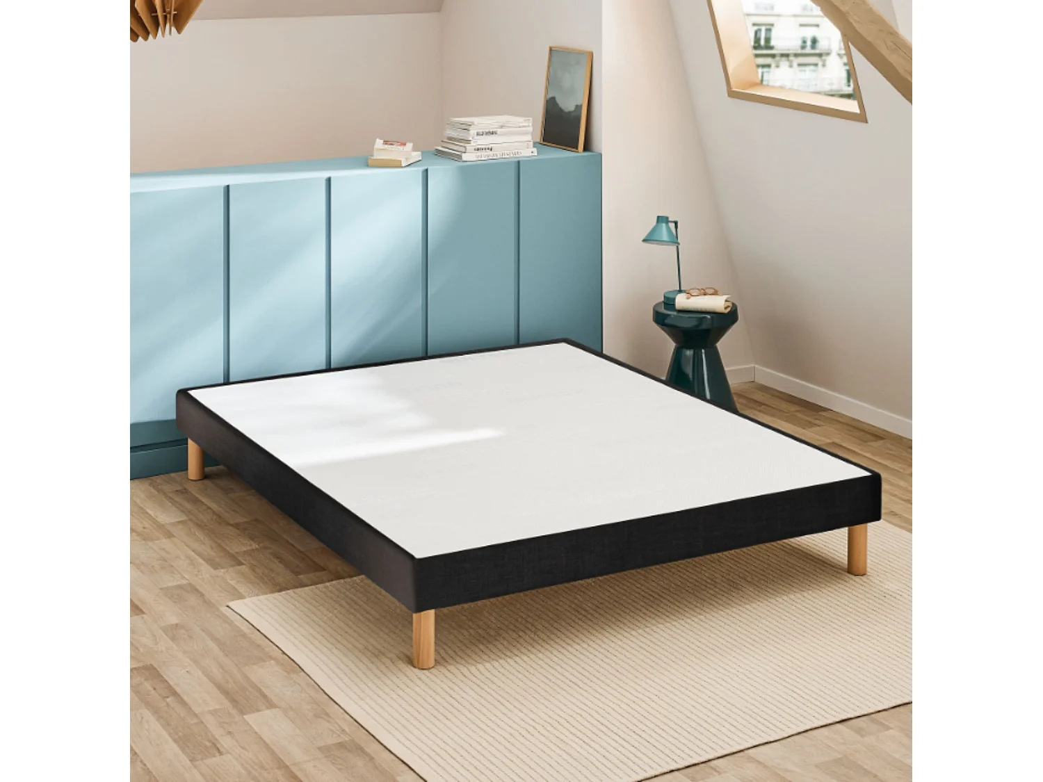 Sommier Bultex CONFORT FERME VIGOROSO DECO 100x200 Jersey Gris foncé Lattes