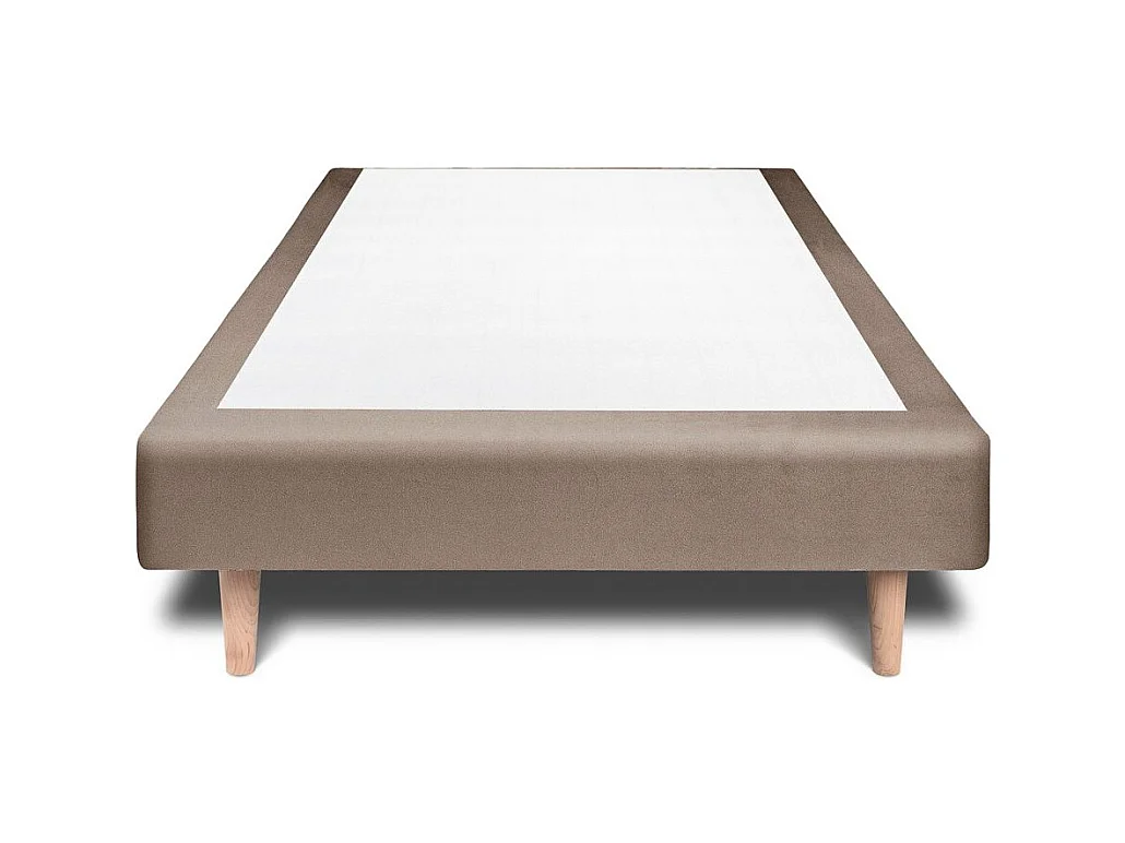 Sommier Tapissier Velours Taupe 80x200 H35cm