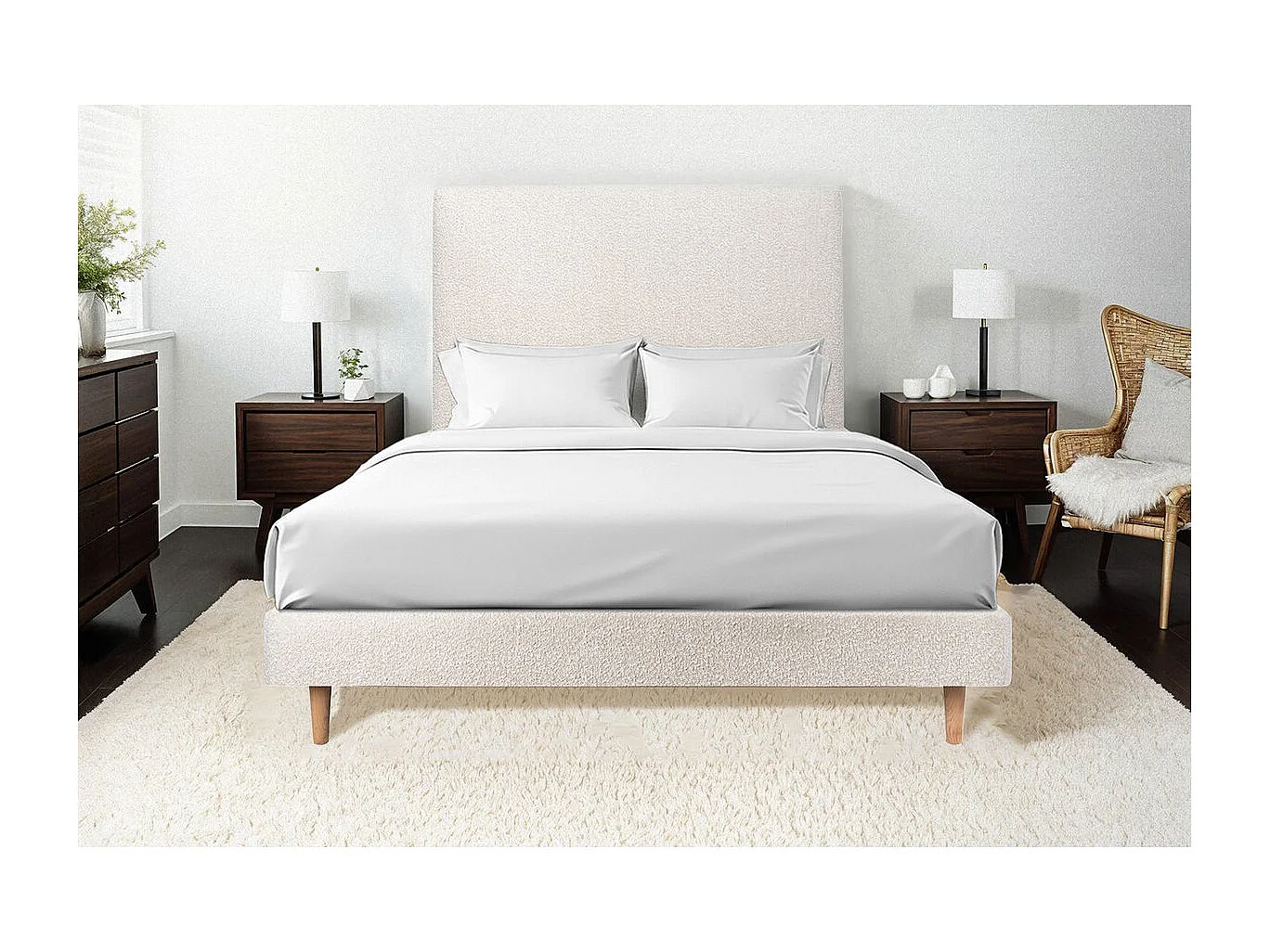 Sommier Tapissier Bouclette Beige 160x200 H29cm