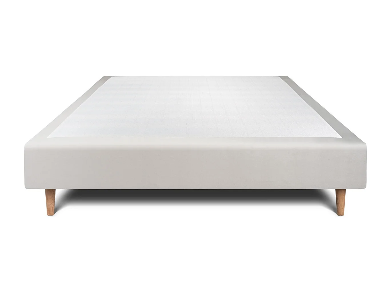 Sommier Tapissier Velours Gris clair 140x190 H35cm