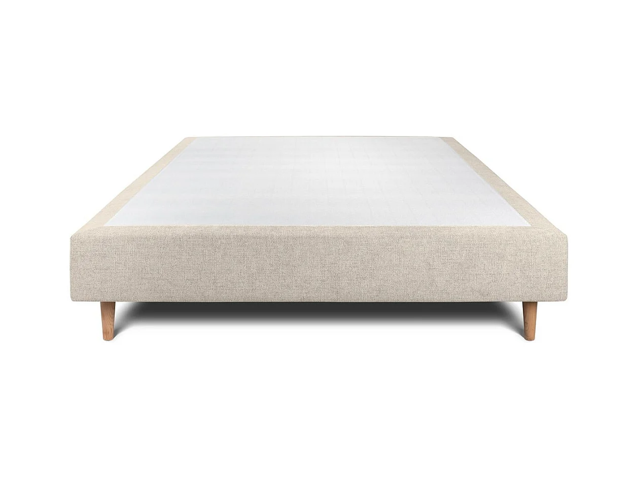 Sommier Tapissier Tissu Beige clair 135x190 H35cm