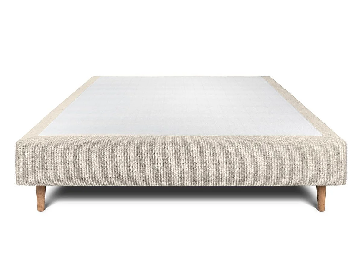 Sommier Tapissier Tissu Beige clair 135x190 H35cm