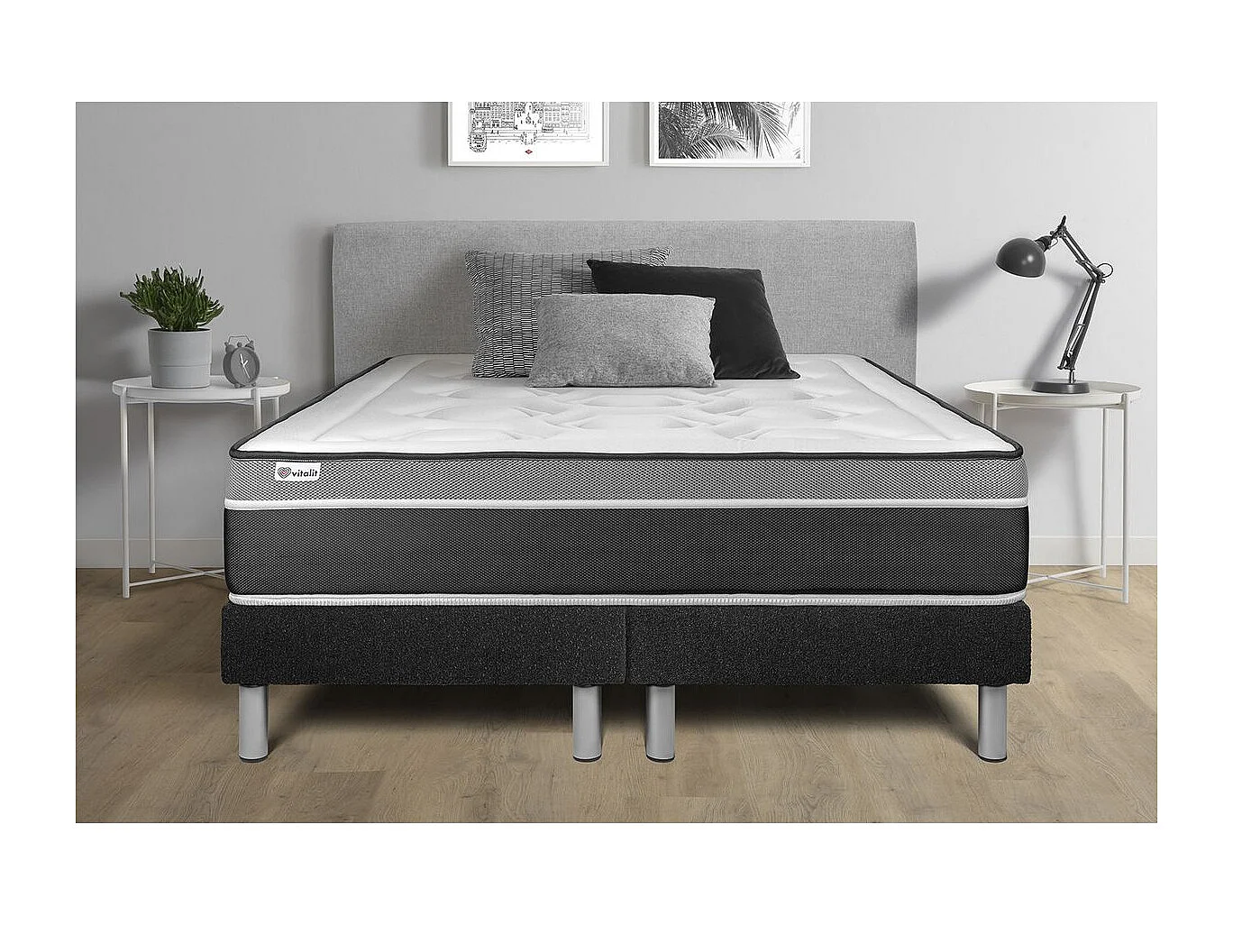 Sommier VITAL'SOM Noir 2 x 90 x 200 cm