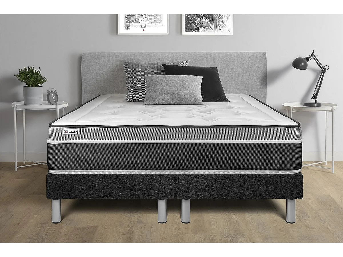 Sommier VITAL'SOM Noir 2 x 90 x 200 cm