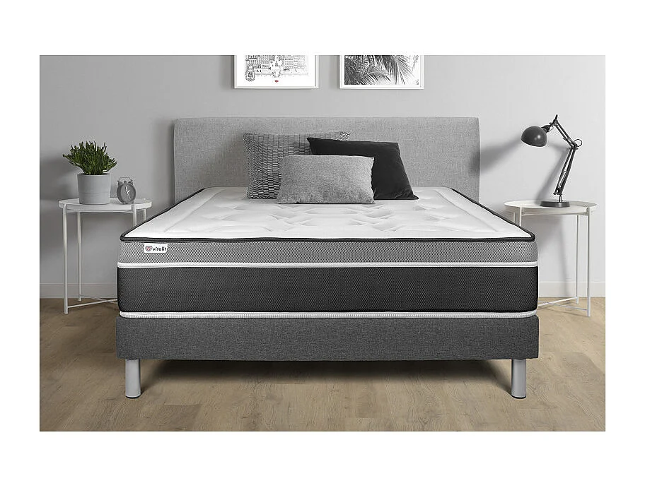Sommier KIT VITAL'SOM Gris 140 x 190 cm